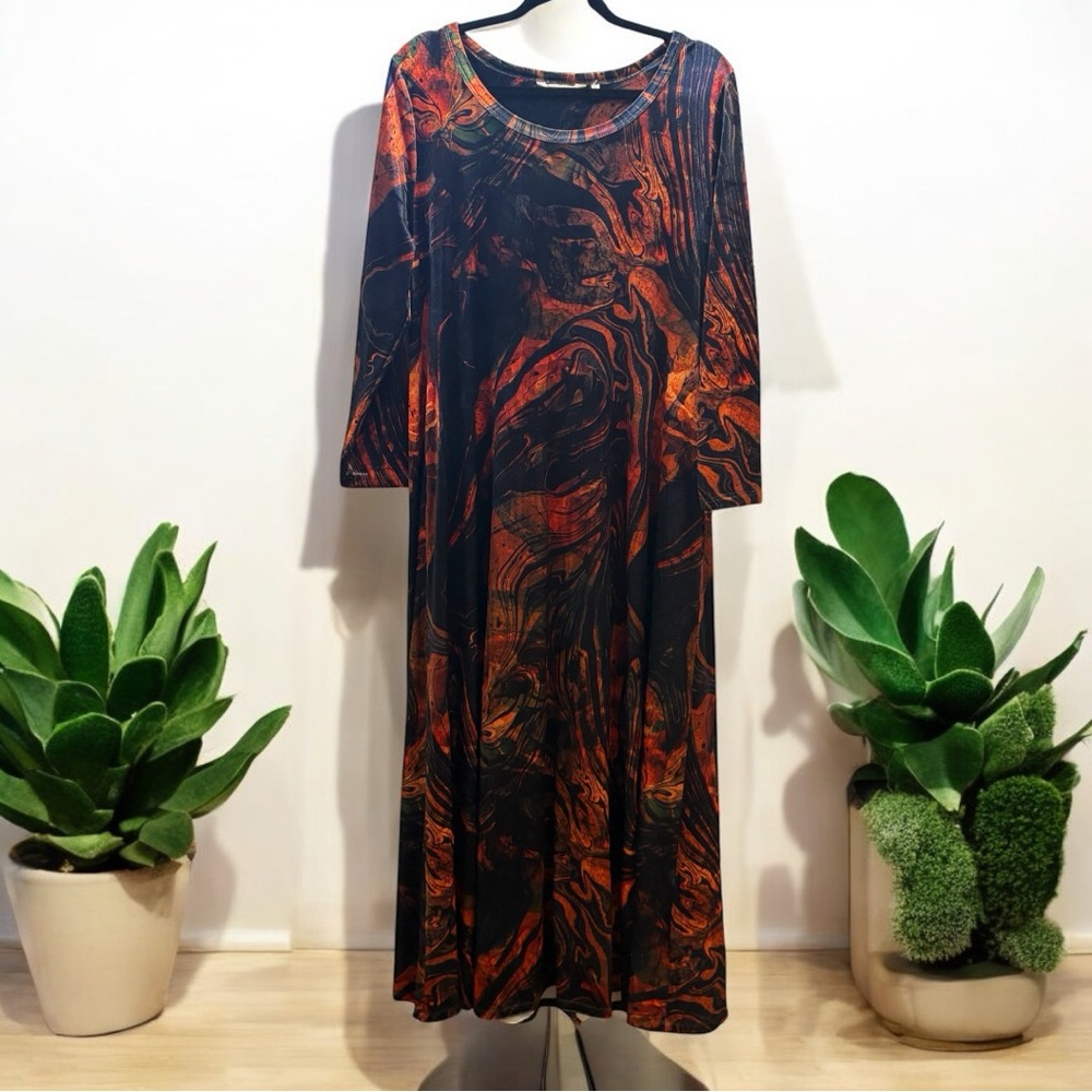 Soft Surroundings Swirl Pattern Long Sleeve Dress